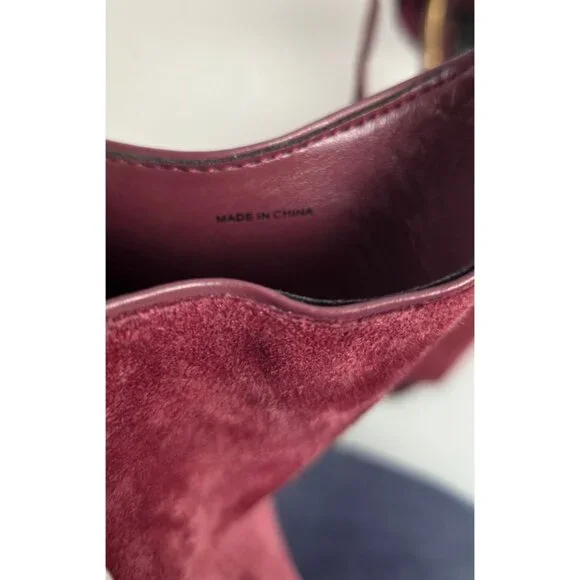 White House Black Market Wine Red Suede Ankle Strap High Heels - Picture 7 of 10